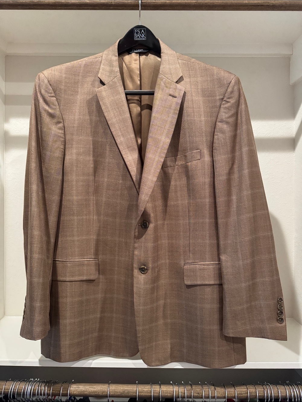 Jos. A. Bank Tan Brown Windowpane Two-Button Sport Coat